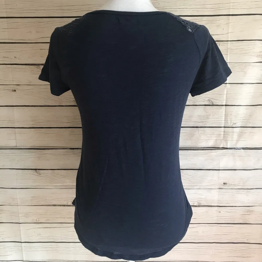 Lucky Brand Knitwear Navy Blue Crocheted Top - Image 3