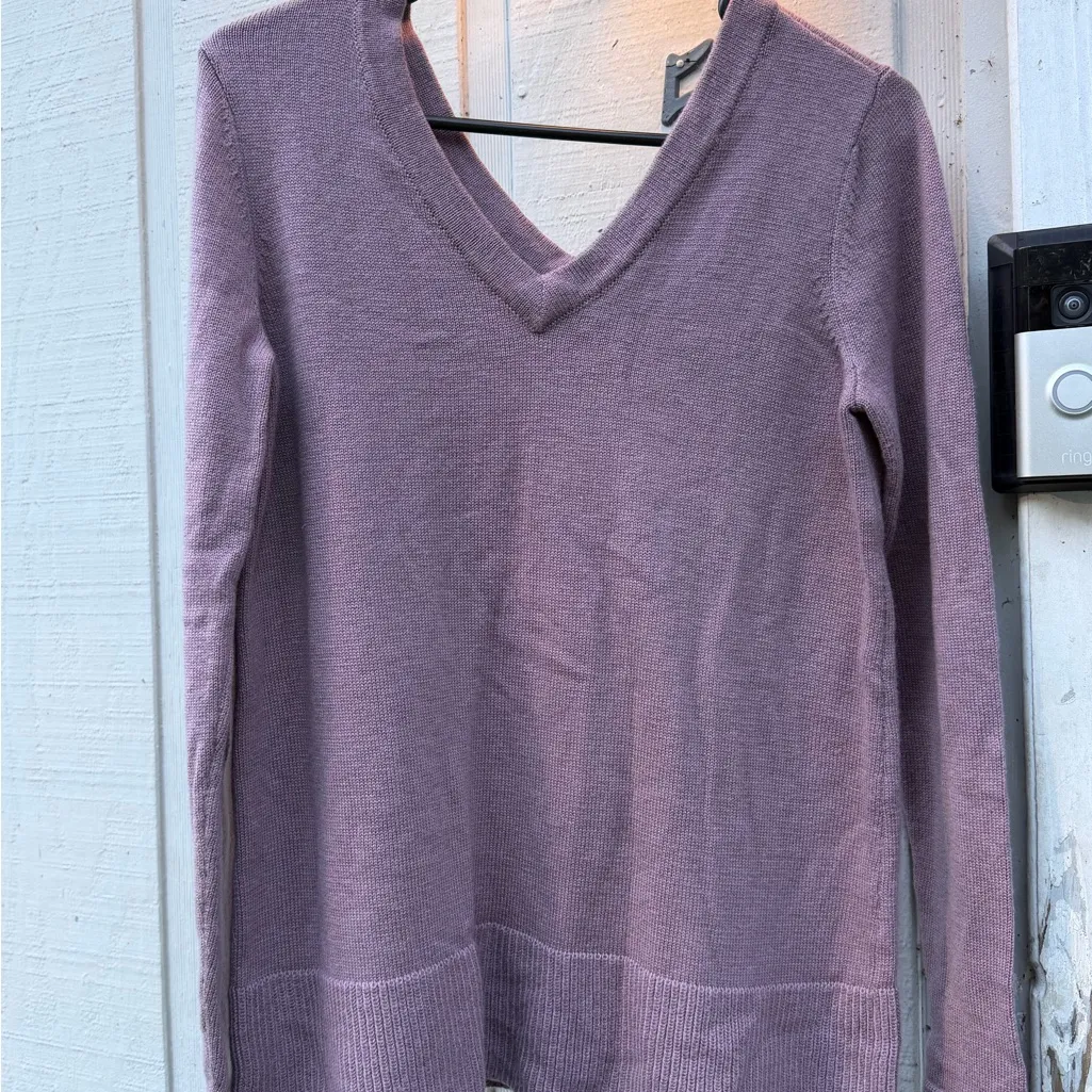 Market & Spruce  Double V-Neck Sweater in Plum Size M New Slightly Off Shoulder - Image 12