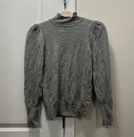 La Vie Rebecca Taylor Gray Ruffle Turtleneck Sweater Size Small - Image 1
