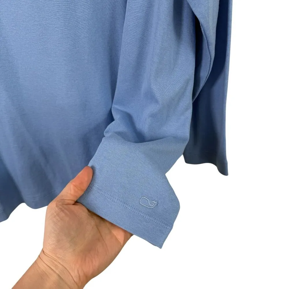 Vineyard Vines Simple Boatneck Tee Long Sleeve Blue Pima Cotton Modal Womens 3x - Image 3