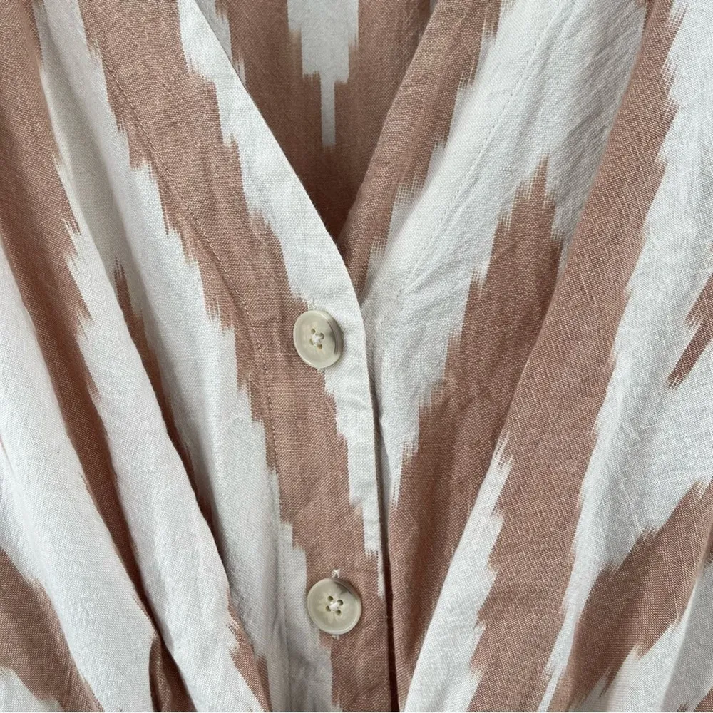 NEW LOU & GREY for LOFT Small Romper Ikat Tie Front Button Down Cotton NWOT - Image 12