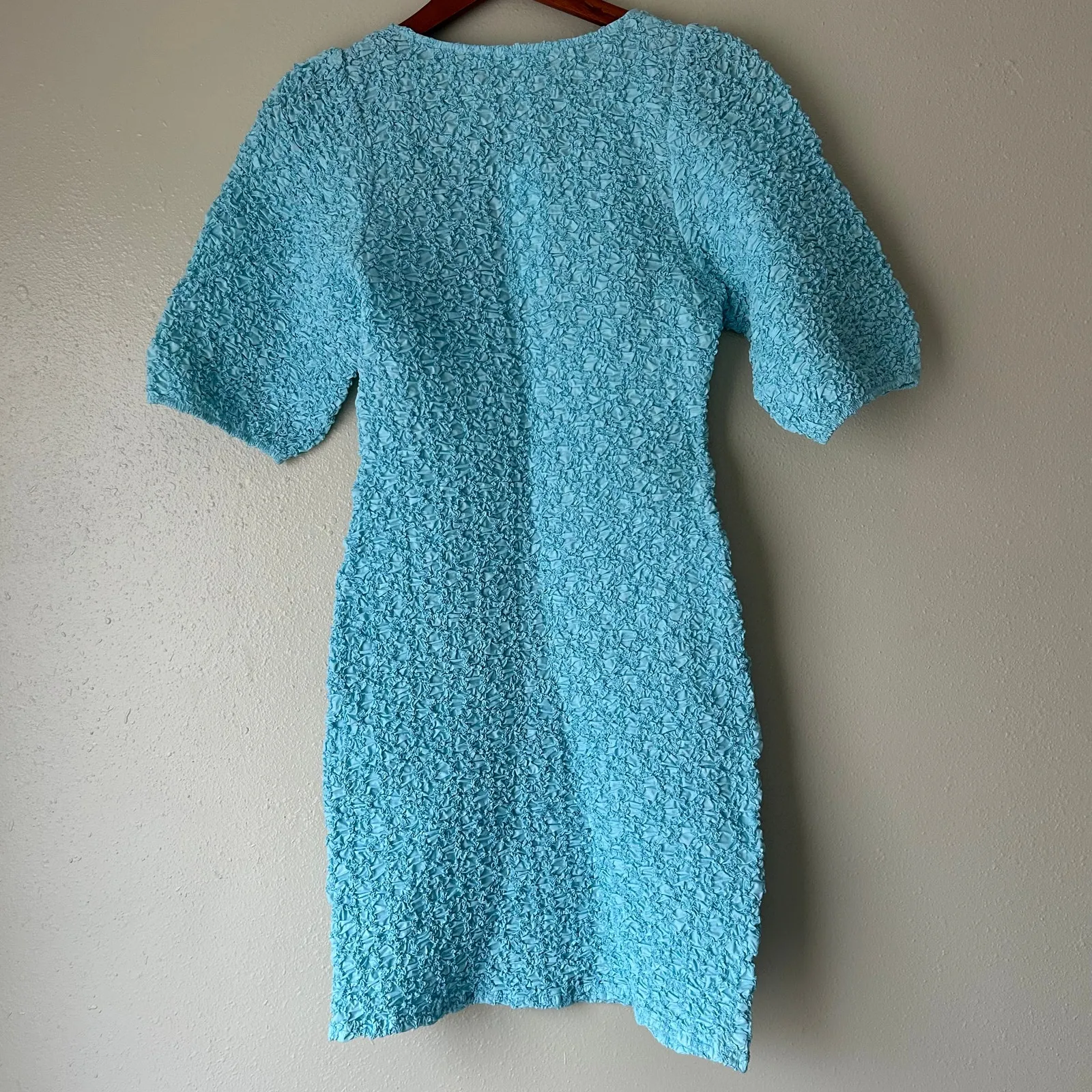 Samsoe Samsoe Blue Sophia Textured Bodycon Dress Size Small - Image 6