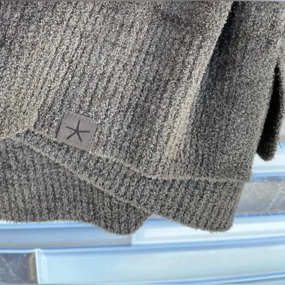 Barefoot Dreams Cozychic Ultra Lite Charcoal Gray Pullover Tunic Sweater Large - Image 4