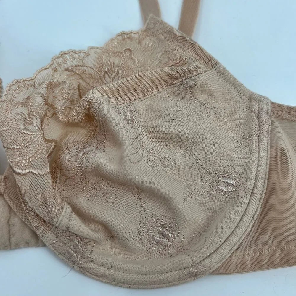 Wacoal High Profile Bra beige tan nude subtle floral underwire 85188 size 38B - Image 6