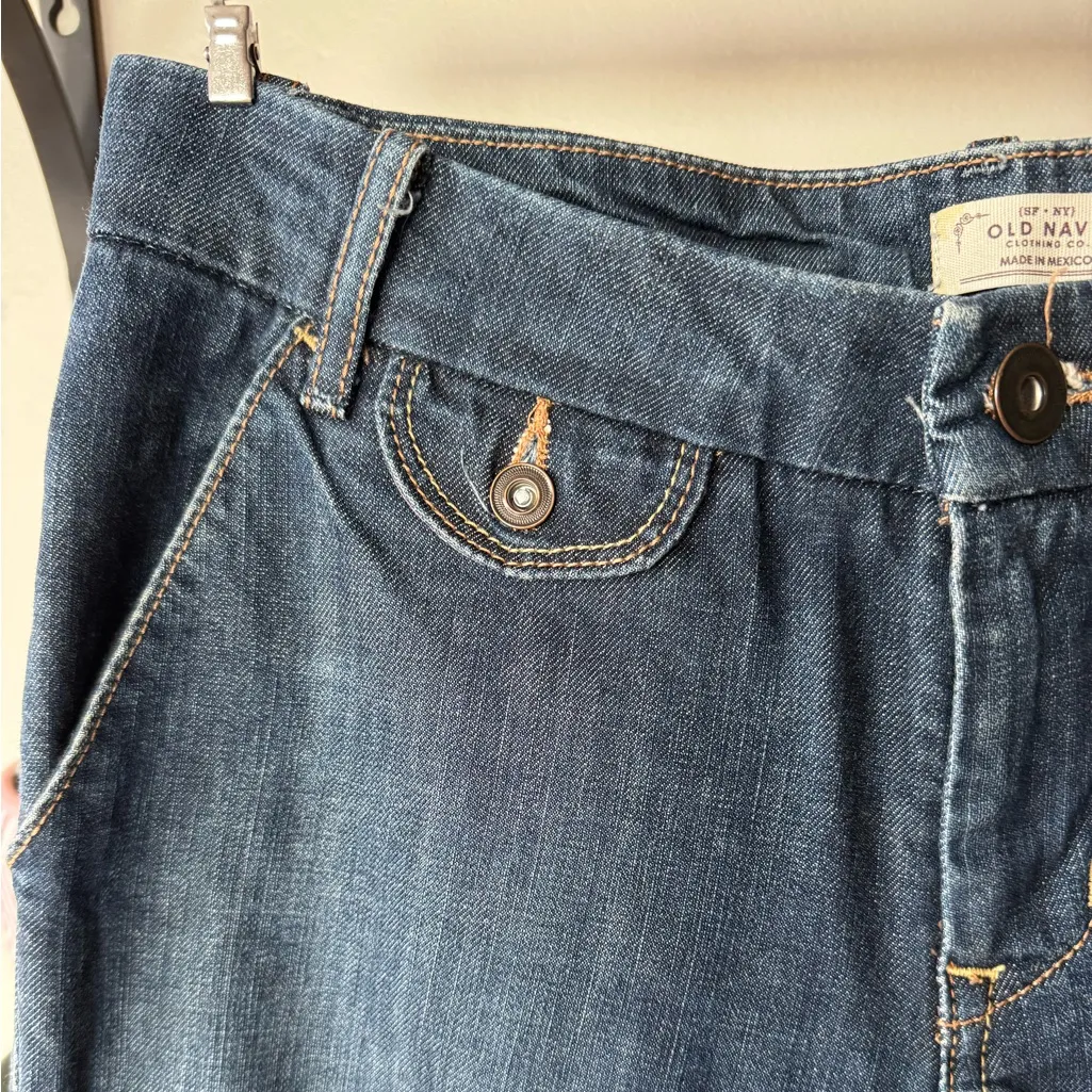 Vintage Old Navy Wide Leg Dark Rinse Denim Mid Rise Flare Wide Leg Jeans Sz 4 - Image 5