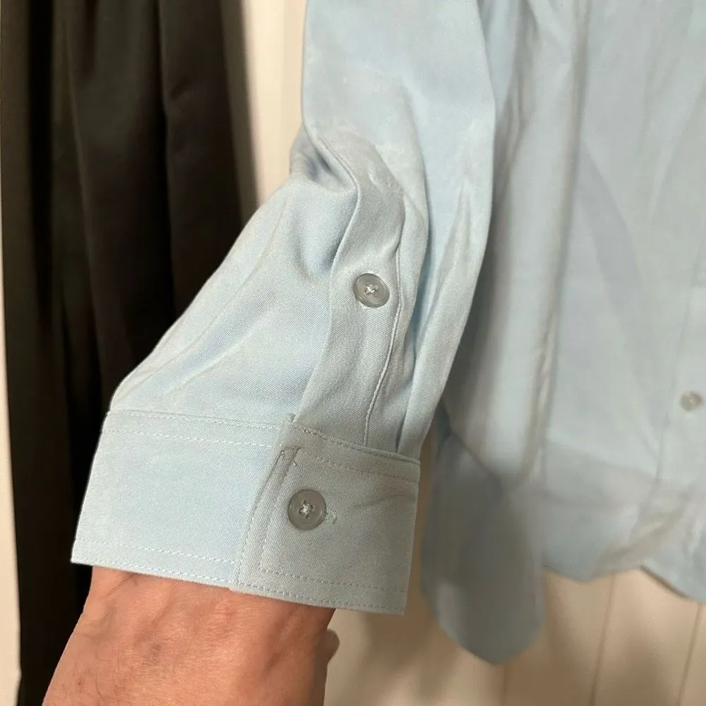 Denim & Co Bleached Denim soft button down womens top - Image 3