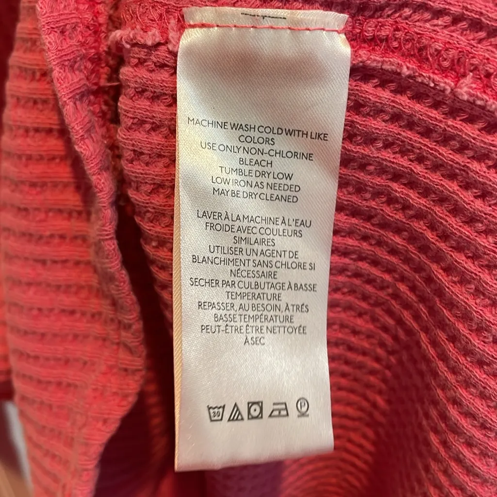 FREE PEOPLE We The Free Roll With It Thermal Top Ribbed Distressed Pink Size L - Image 10