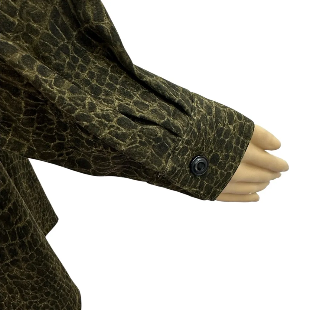 Vintage Reptile Print Sag Harbor Button Up Collared Shacket Shirt Jacket Size 14 Brown - Image 6