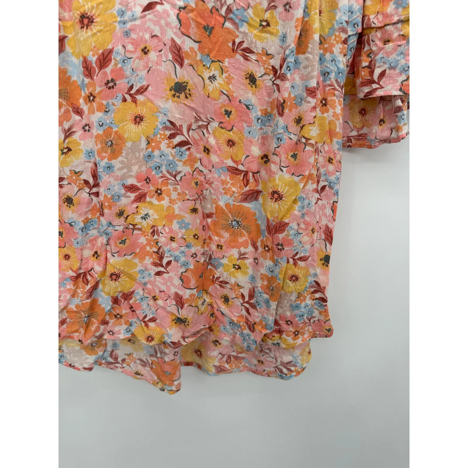 Democracy Floral Top Women Sz PL Ruffle Feminine Summer Spring Boxy Cottagecore - Image 5