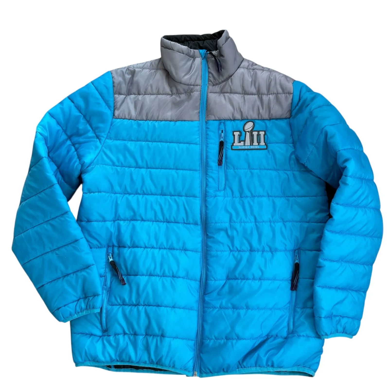 Super Bowl LII Minnesota Puffer Jacket Women's XL Blue NFL Team Eagles Patriots - Image 2