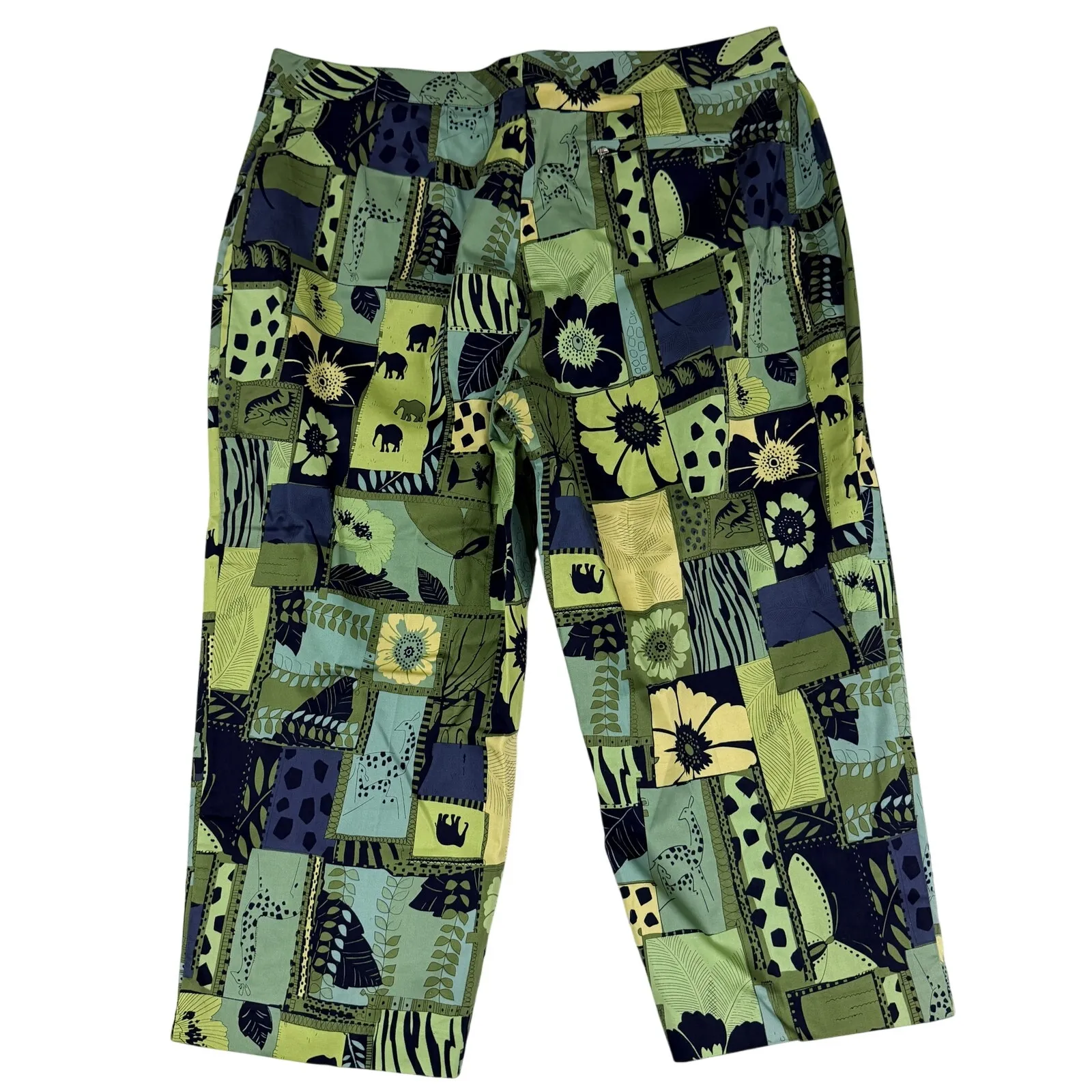 Bette&Court Apple Green Patchwork Capri Pants Size 18 NWT Resort Garden Print - Image 3