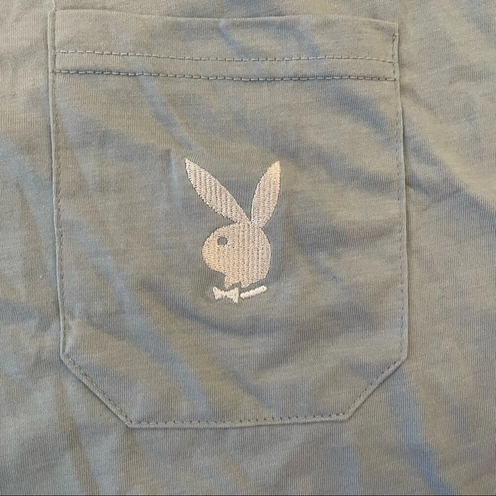 Missguided - Playboy Repeat Logo Pocket Tee in Blue - Image 4