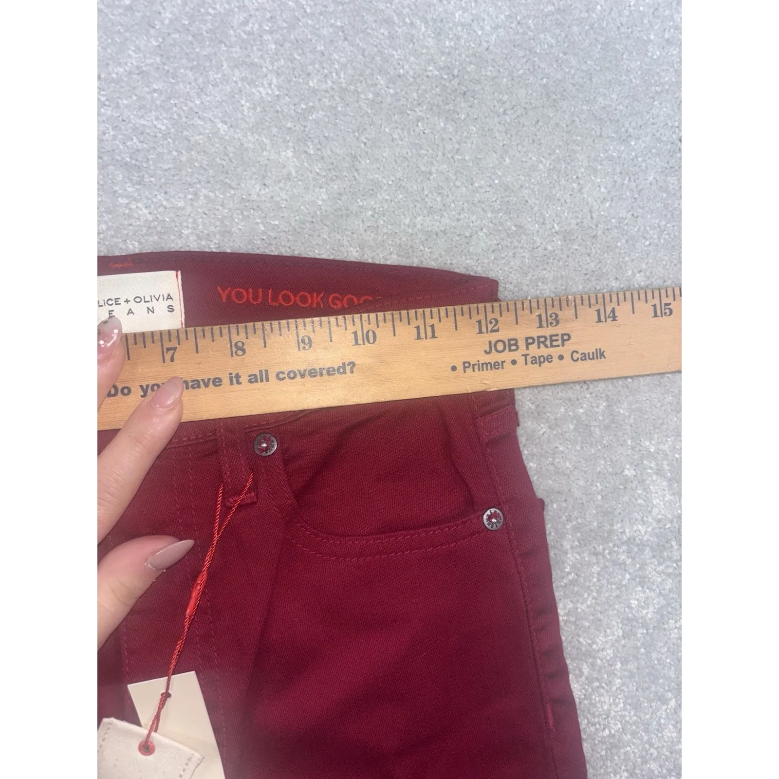 Alice +‎ Olivia Good High Rise Ankle Skinny Jeans Size 25 Bordeaux Denim USA NWT - Image 10