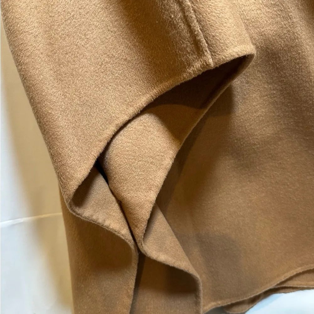 BCBG Tan Double-Breasted Cape Coat - Image 5