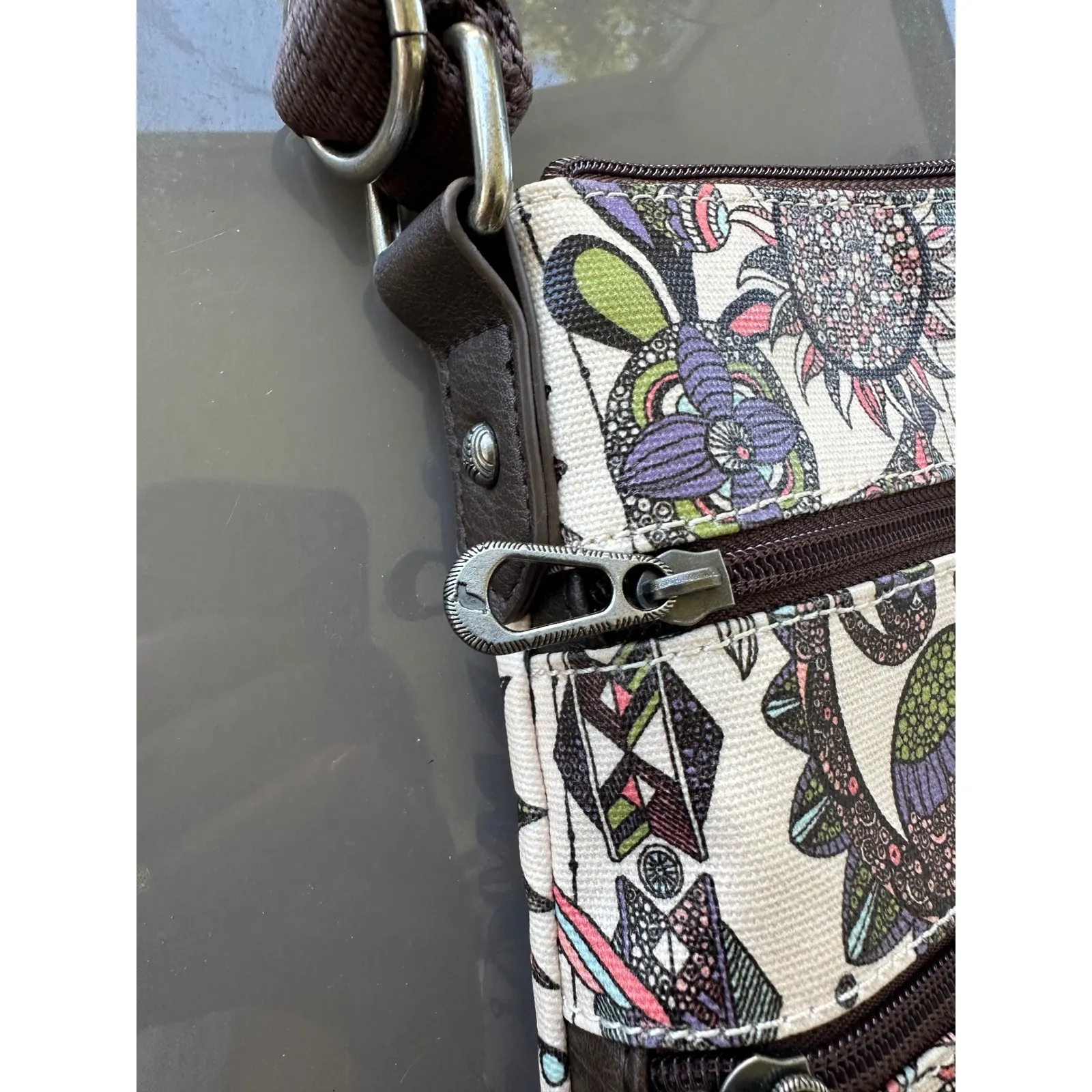 SAKROOTS Women's Navy Spirit‎ Desert 2 Artist Circle ~ Crossbody Bag ~ Vegan EUC - Image 3