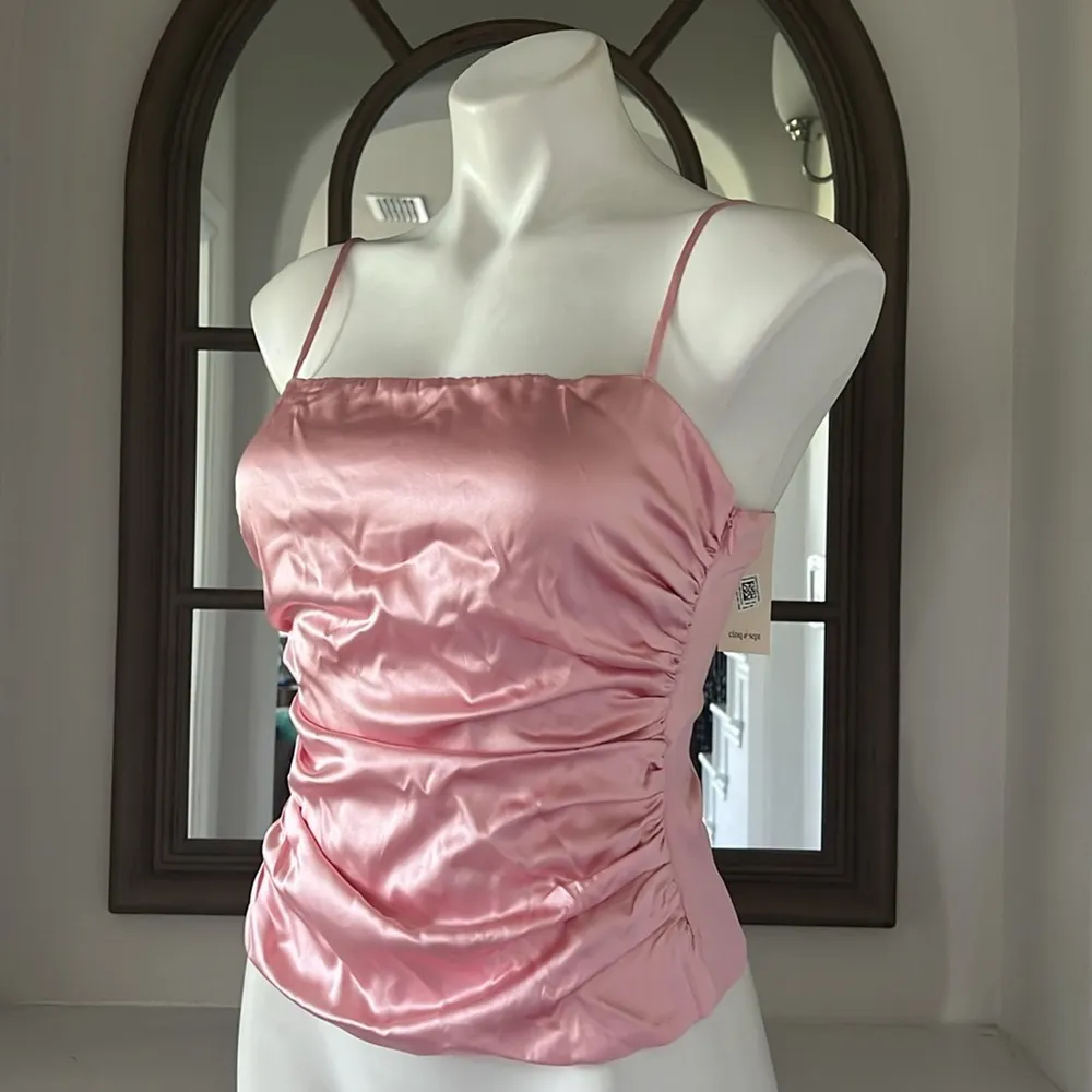 Cinq à Sept Jaylin Ruched Stretch Silk Camisole, Pink Quartz Size S New w/Tag - Image 10