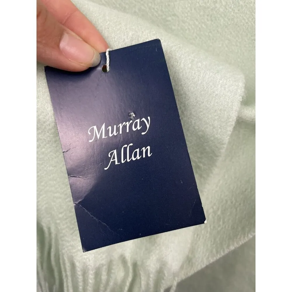 Murray Allan Mint Green 100% Cashmere Twill Knit Fringe Hem Rectangle Scarf‎ - Image 7