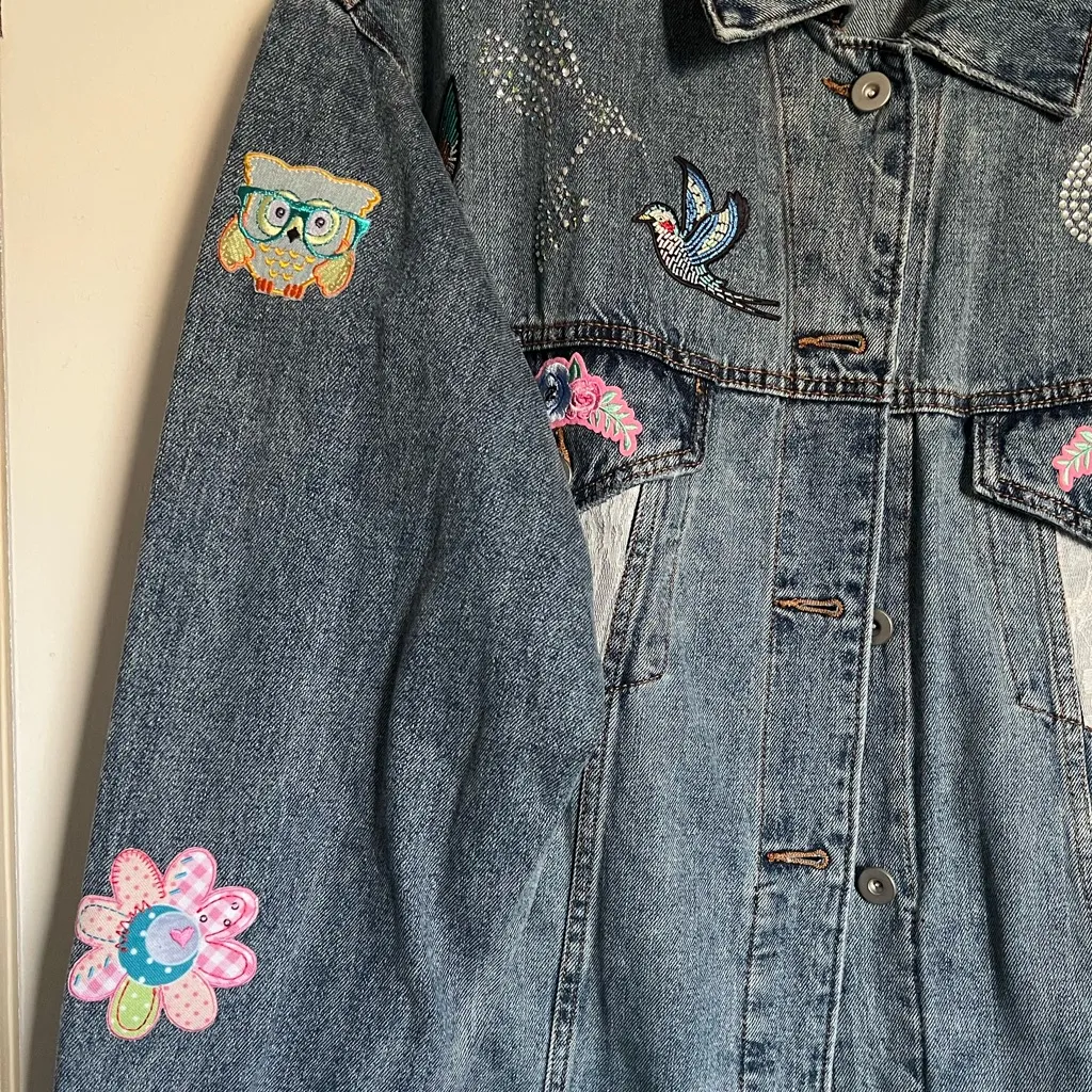 Wild Fable Blue Bling Custom Denim Jacket Size 2X - Image 3