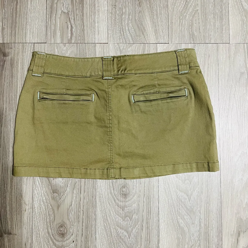 Olive Green Utility Mini Skirt | Chic Everyday Look Tan Size 8 - Image 2