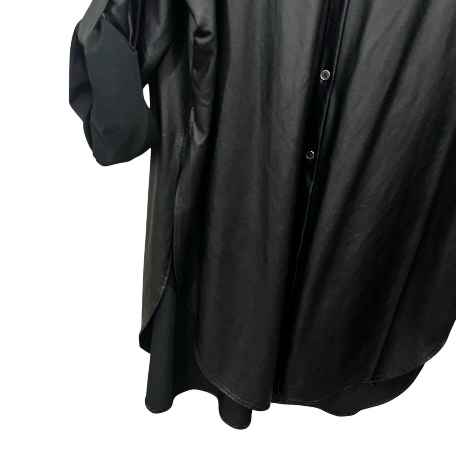 New Look Faux Leather Shacket Size 2X Black Mid Length Goth Grunge Whimsigoth - Image 7