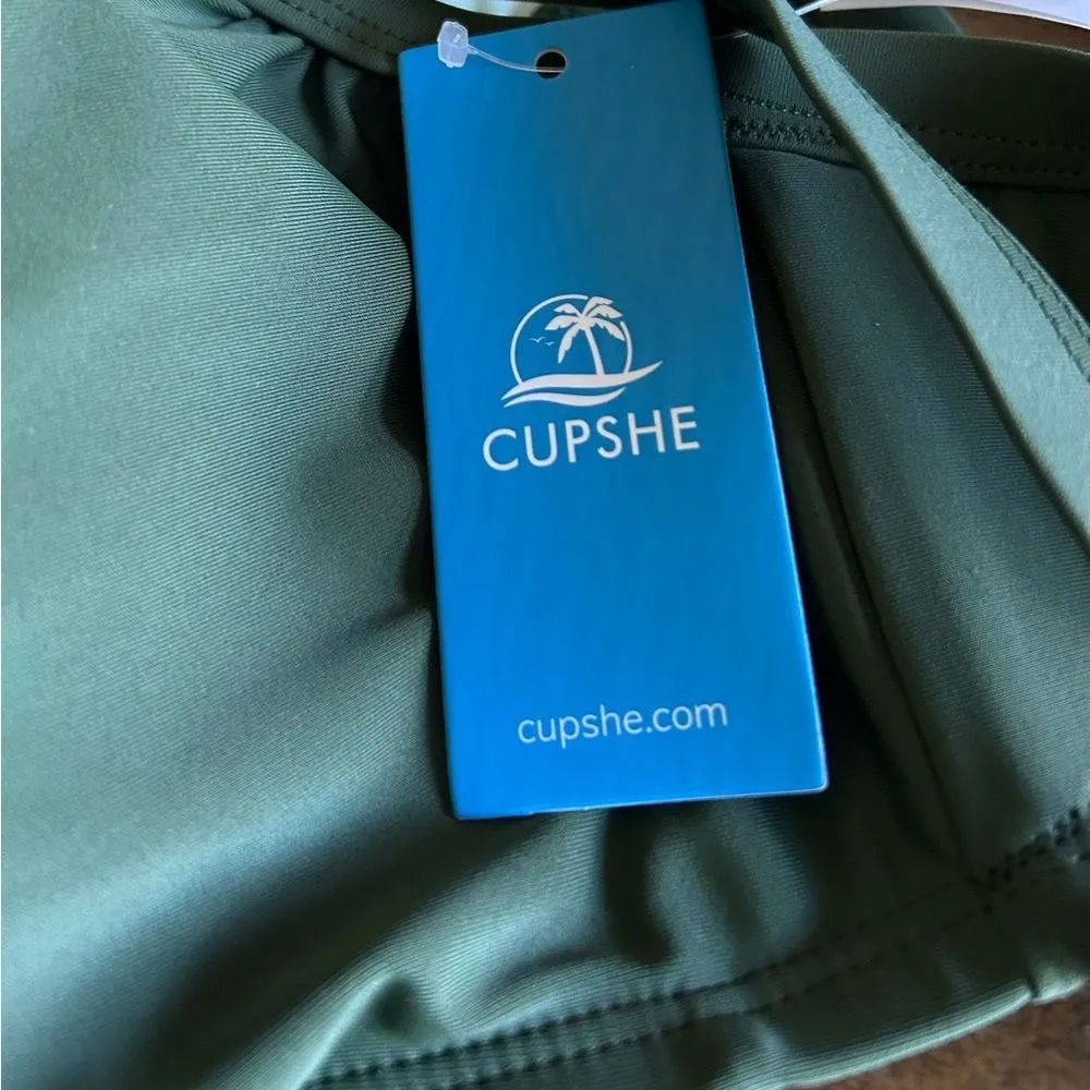 CUPSHE Army Green Bikini High Waisted Wrapped Front Knotted Bottom Size 3X NEW - Image 12