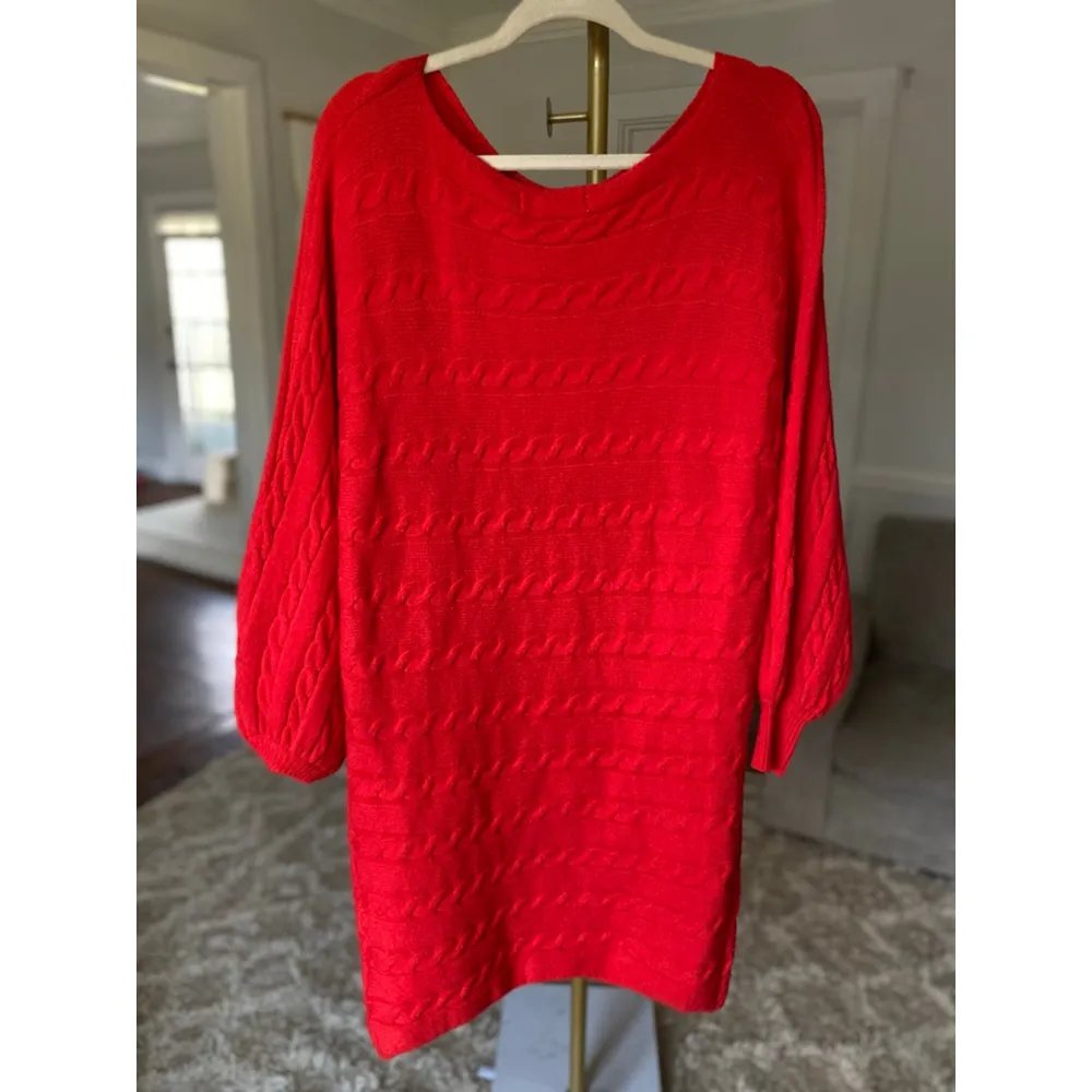 Vine & Love Midi Dress Knit Sweater Cable Red Festive Christmas S Holiday Cozy - Image 3