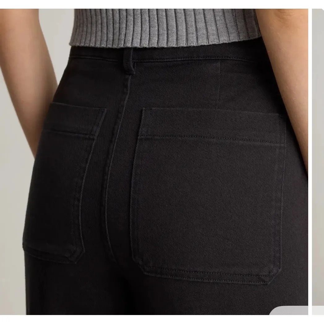 Quince Black Cropped Wide Leg Pants Size 10 European Linen Blend - Image 2