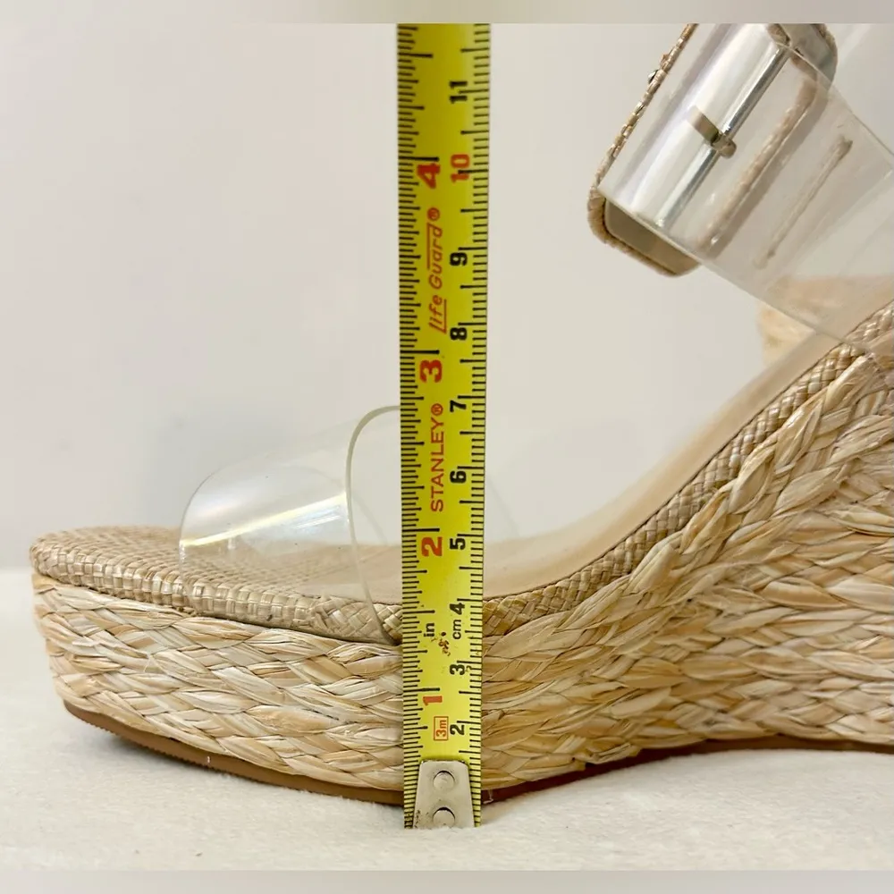Heart in D Zahara Double Strap Espadrille Wedges Natural/Clear Size 9 Tan - Image 16
