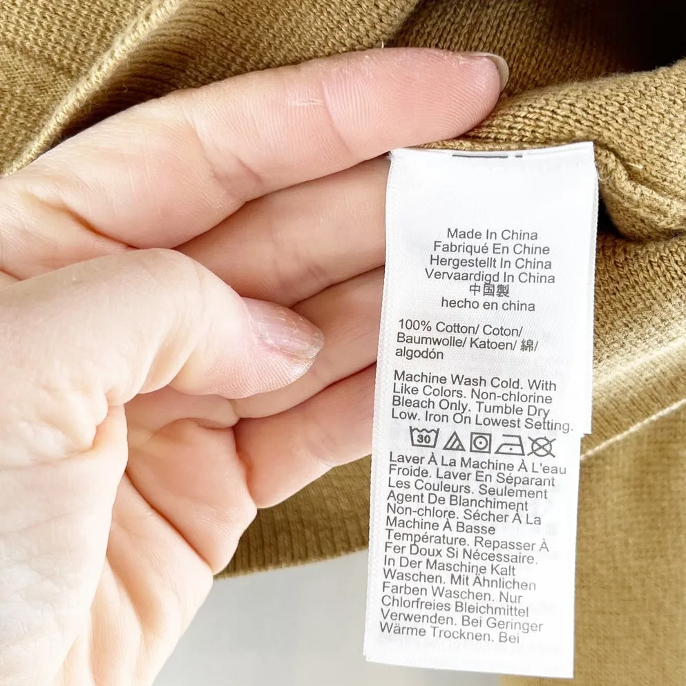 J. Crew Long Sleeve Patch-Pocket Button-Front Knit Sweater Lady Jacket Tan Large - Image 5