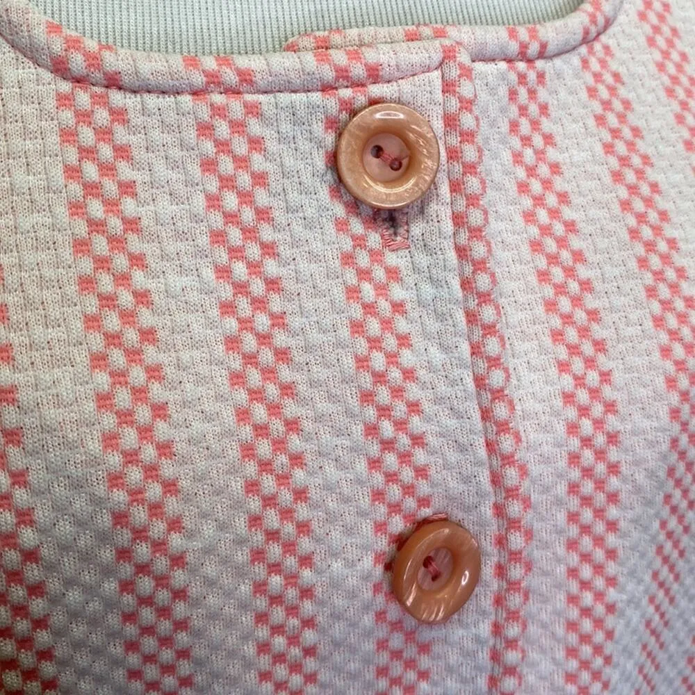 Jantzen Vintage Pink Striped Button Up Knit Golf Vest 70's Size 16 - Image 3