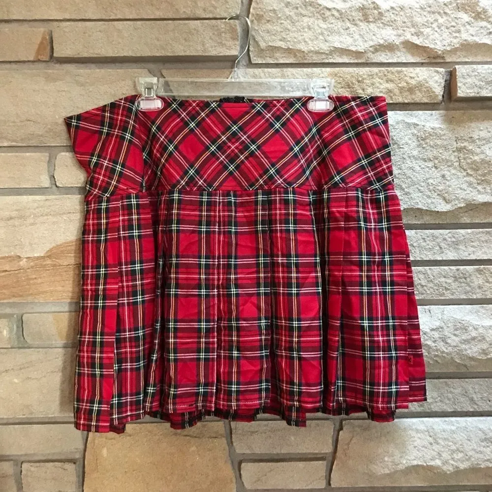 Royal Bones By Tripp Red Plaid Skirt 16 goth punk holiday school girl - Image 3