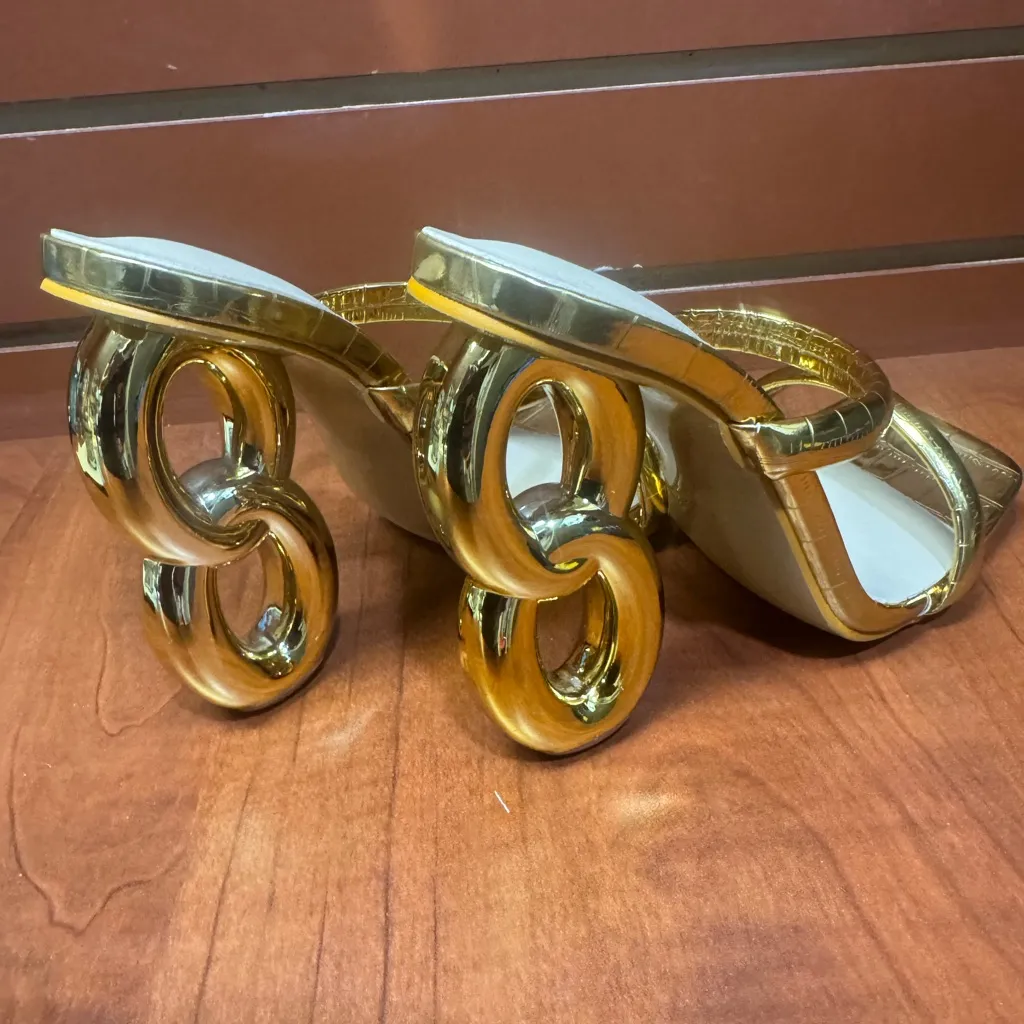 Elegant Gold Women's Heels Size 5 - Image 9