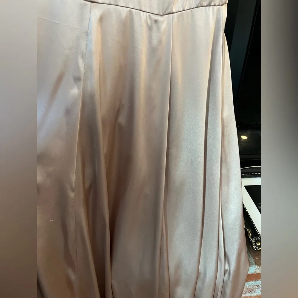 Gold Champagne Satin Bridesmaid Dress - Image 4