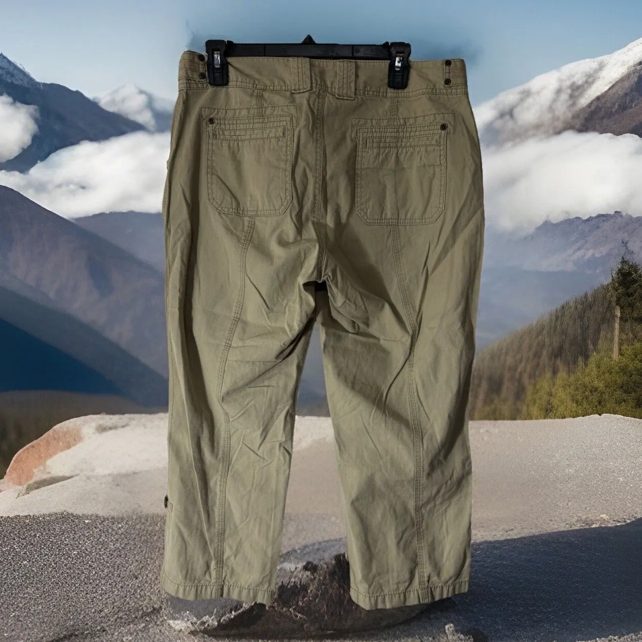 Y2K 90s Eddie Bauer Outdoor Capri Pants Womens 8 Brown Cargo‎ Hiking Pockets - Image 7