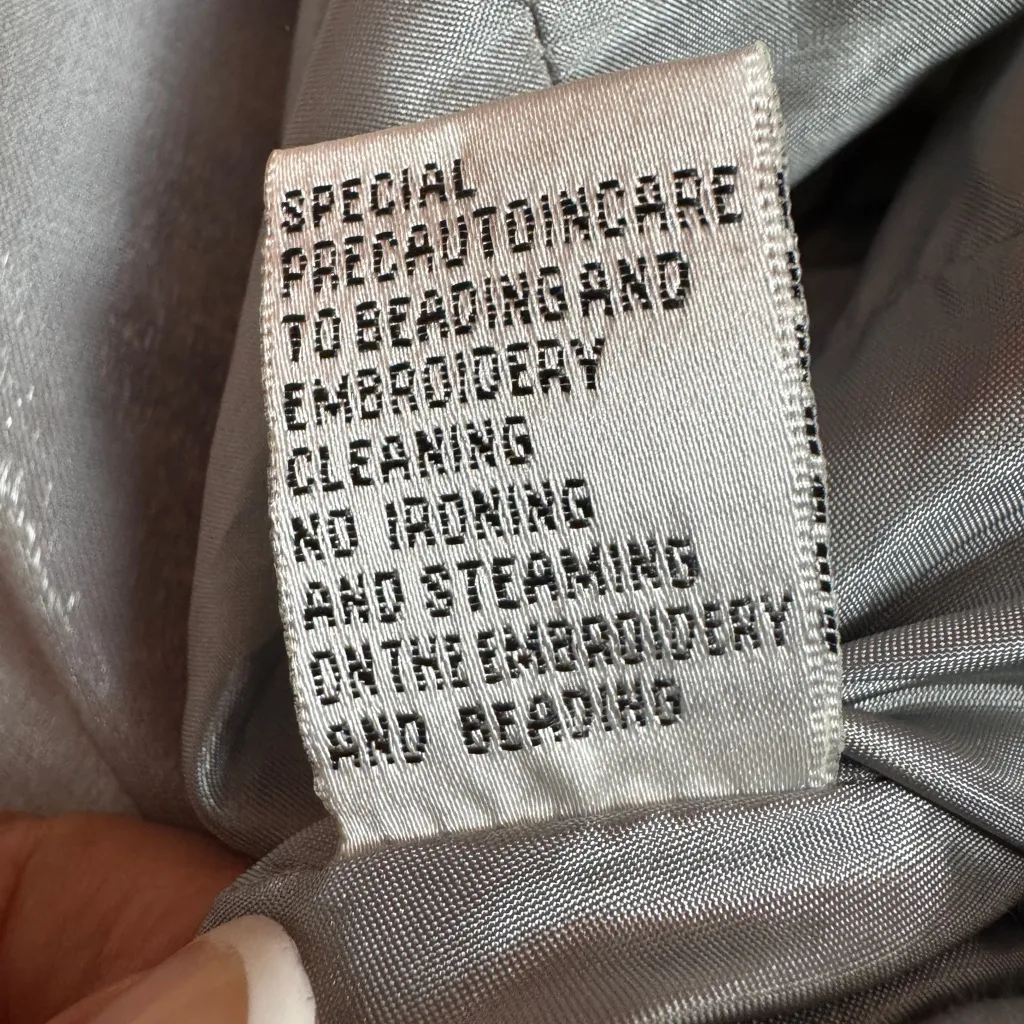 Nina Nischelle Stunning Shimmering Silver Dress SZ 10 - Image 12