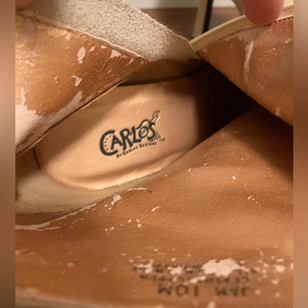 tan Leather Ankle Boots printed Flower Butterfly Heels Zip 10M - Image 7