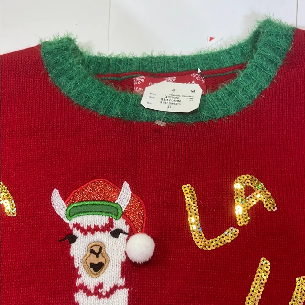 Festive Red Llama Sweater Christmas sweater Size XL - Image 6