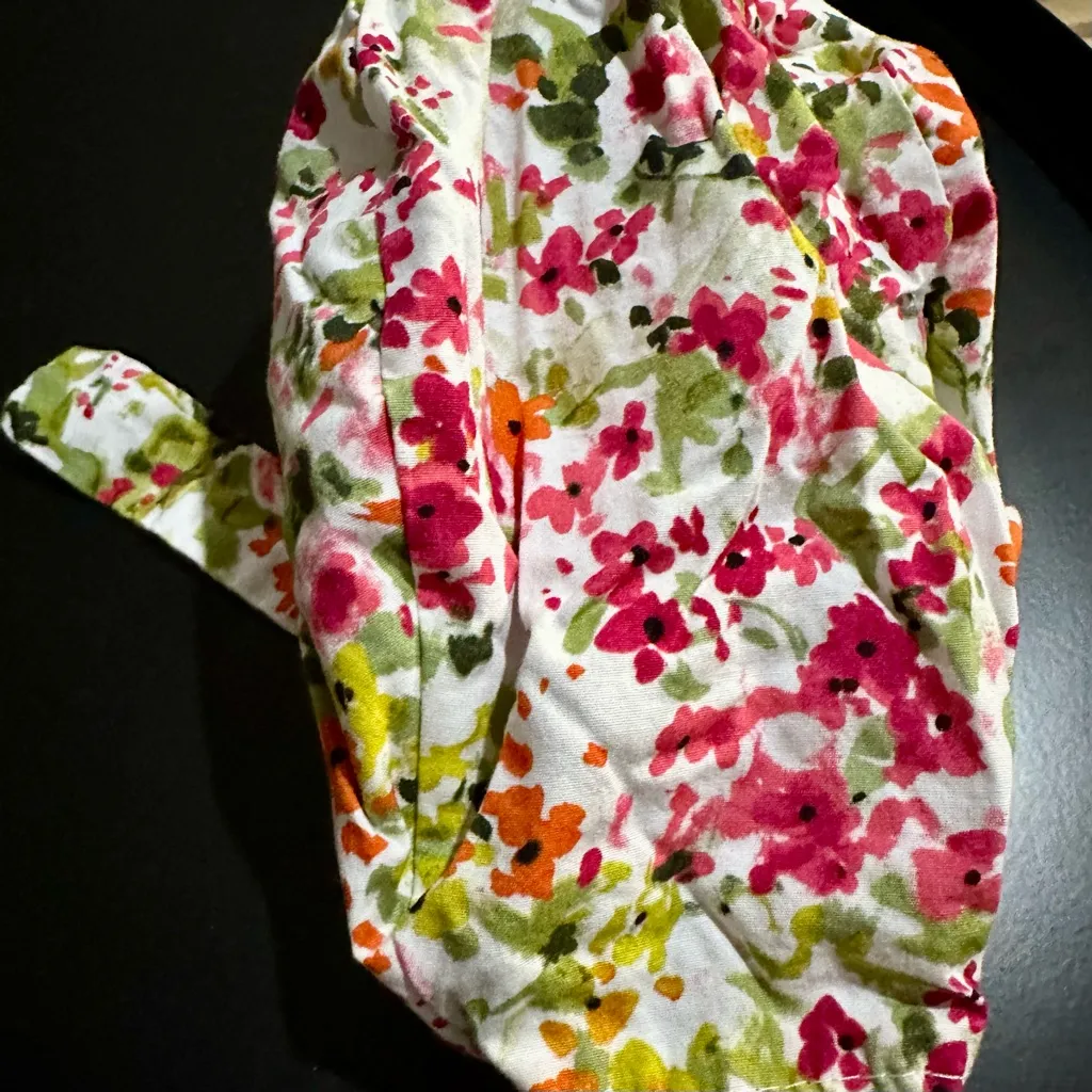 Floral Print Nurse Hat Bouffant Cap (384) Red - Image 2