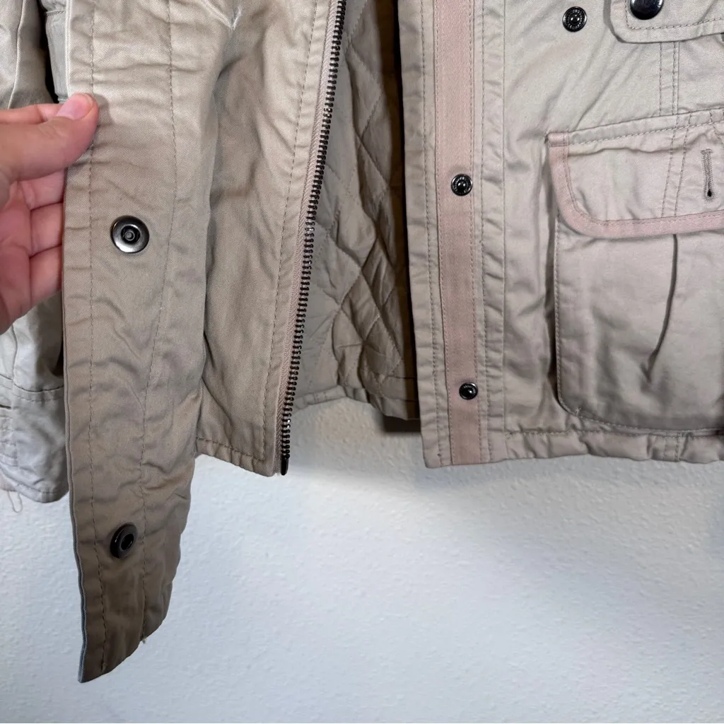 Vintage Y2K Espirit Cream Military Safari Coat Womens 4 Jacket Warm Fall Winter - Image 6