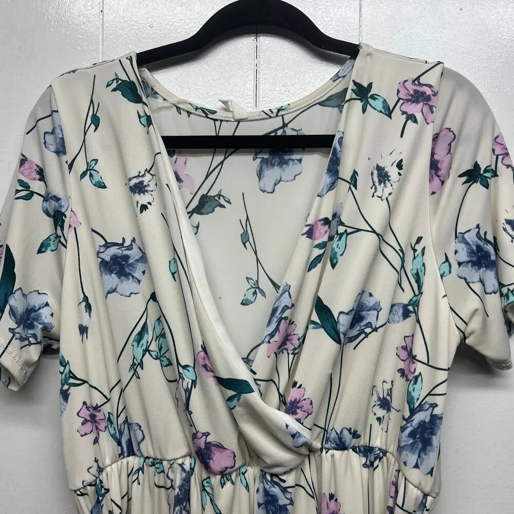 Pink Blush Faux Wrap Short Sleeve Women's Maxi Floral Dress Size L/XL Size L - Image 3