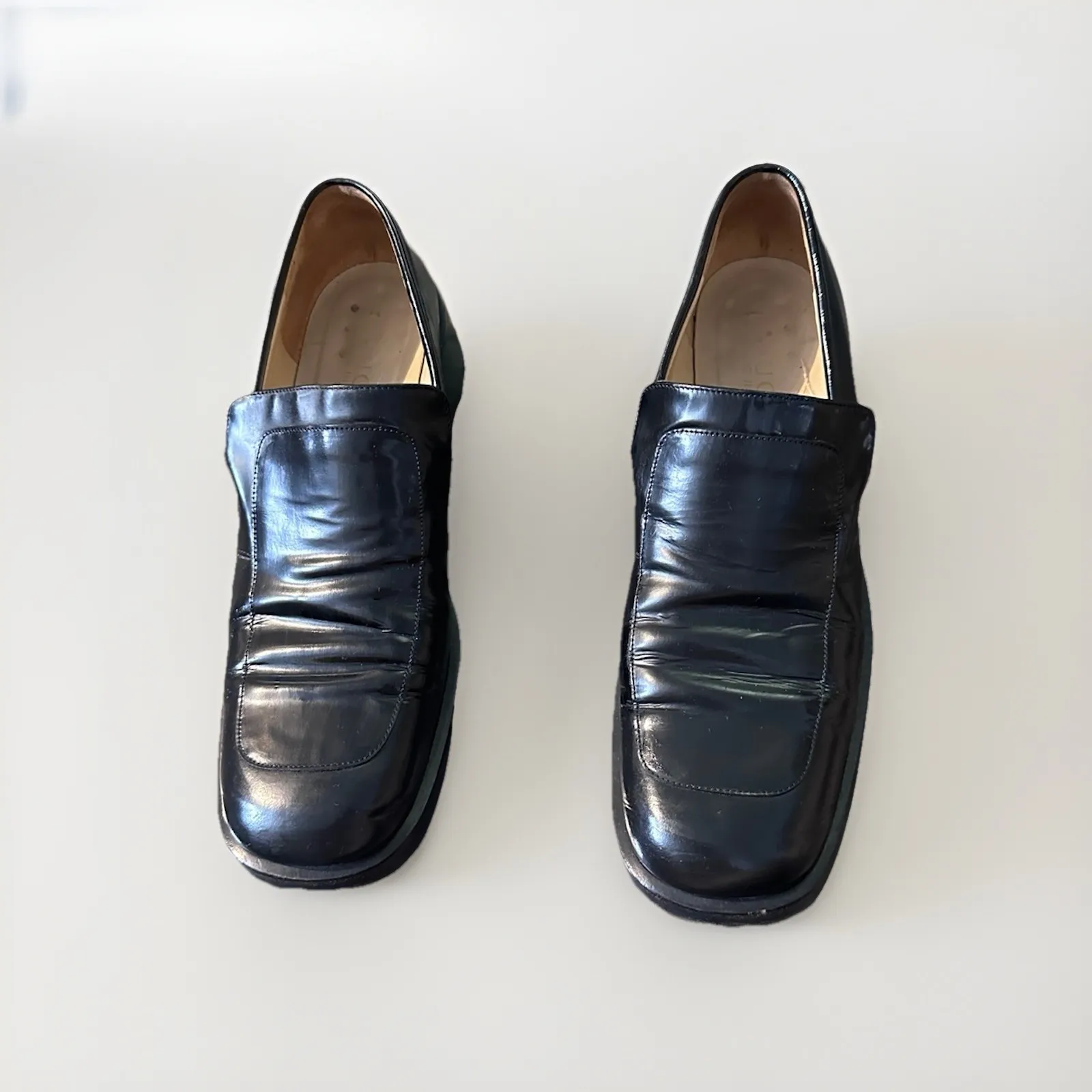 GUCCI Shoes Loafers Patent Leather Vintage Slip Ons  women Black Italy Sz 7.5 - Image 3