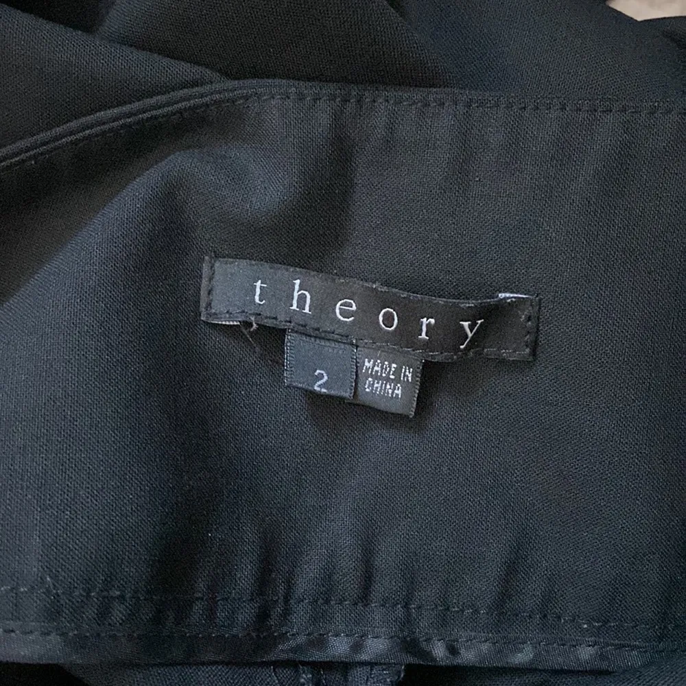 Theory Cropped Slim Leg Black Tuxedo Waist Trouser Pant Size 2 - Image 6