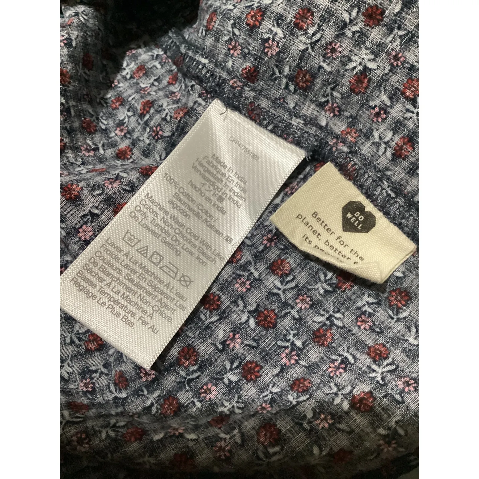 Madewell Tie-Back Peplum V Neck Floral Print Long Sleeve Top Campden Daisies M - Image 7