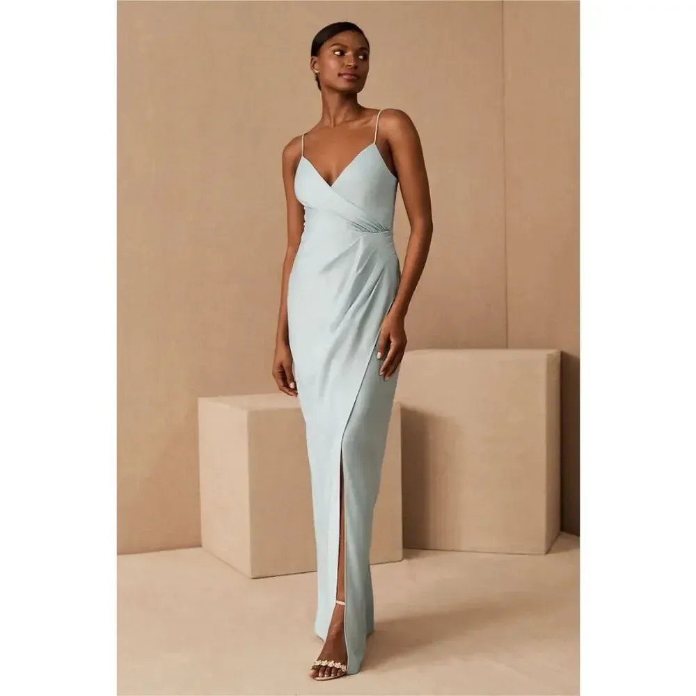 BHLDN Freya Women's Size‎ 8 Freya Satin Charmeuse Maxi Dress Formal Sleeveless - Image 3