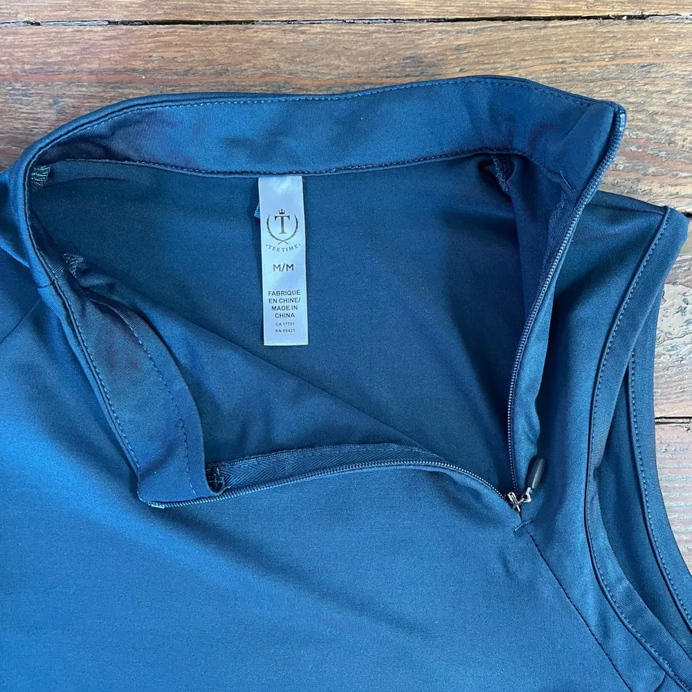TeeTime Dark Teal High Neck Asymmetrical Zip Athletic Dress ~ Size Medium 💚🍄 Blue - Image 8