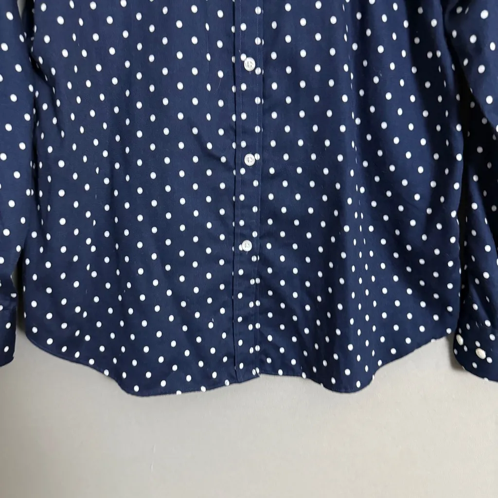 Chaps sz M blue white‎ button-down polkadot shirt - Image 3