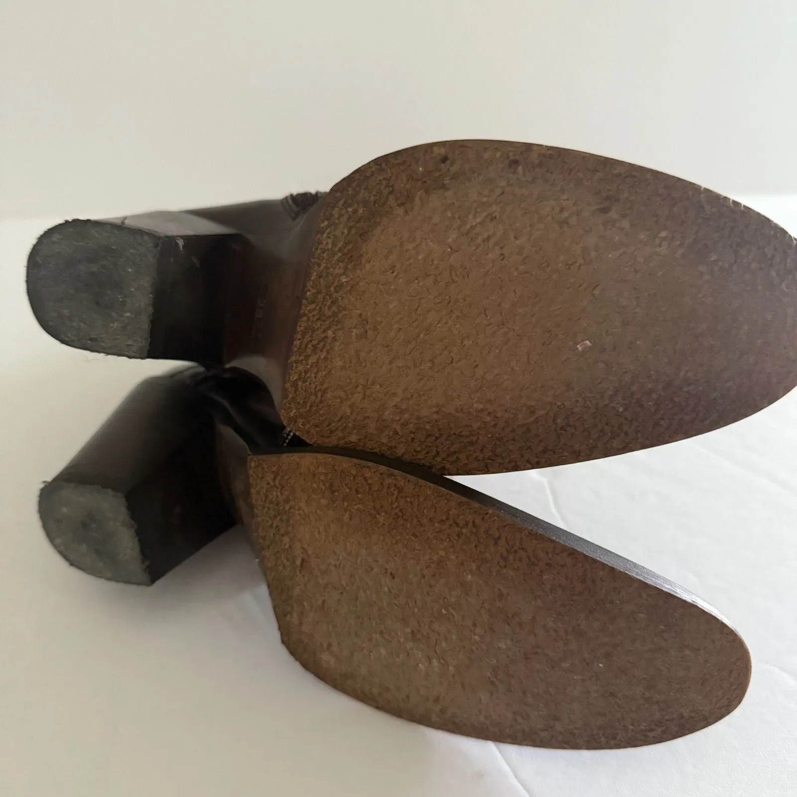 Vintage Nana Wester Studded Side Zipper 3" Block Heel Boots Sz 38 (7.5) Brown - Image 7