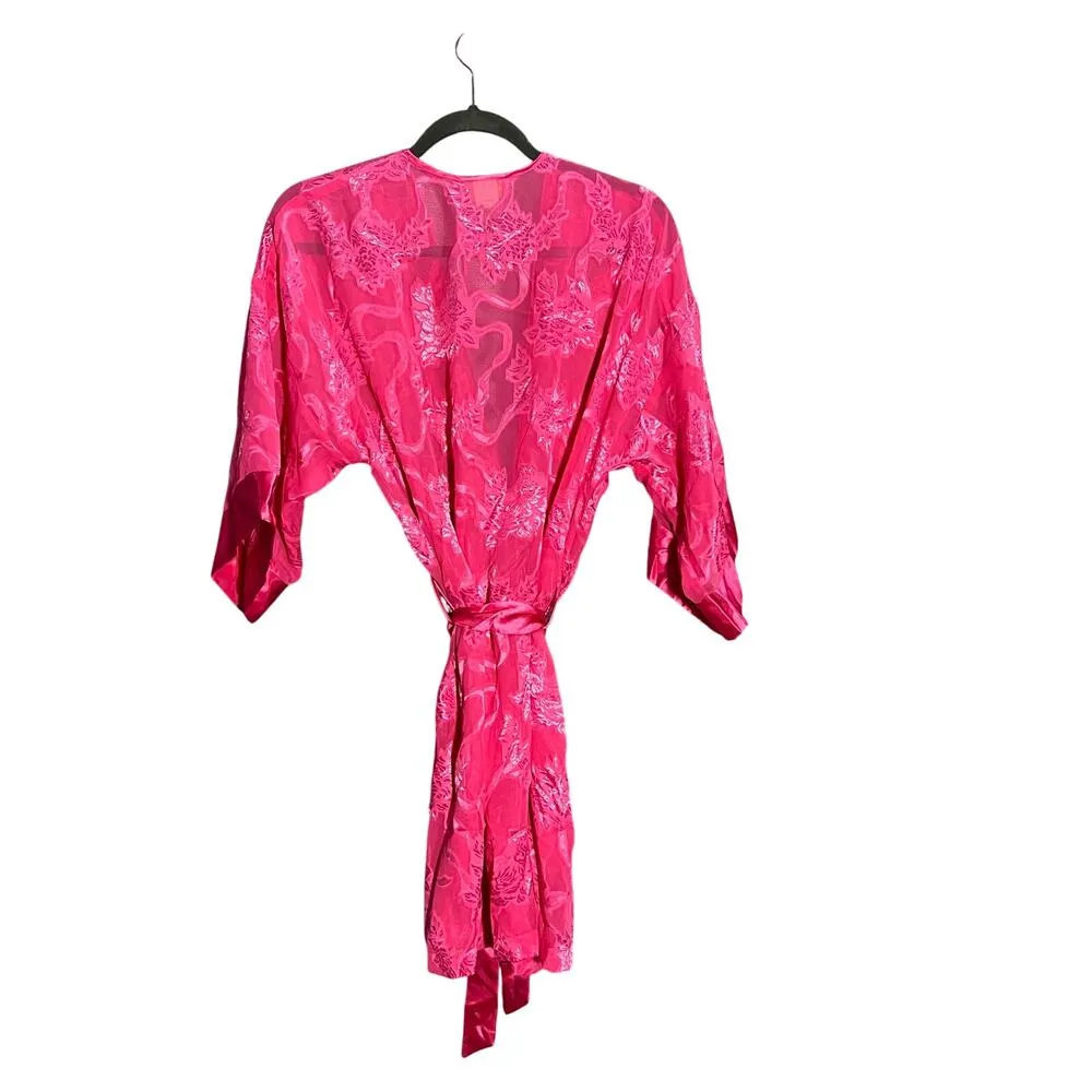 Vintage Inner Most Floral Robe Size Small Hot Pink Lingerie Intimates Bridal - Image 7
