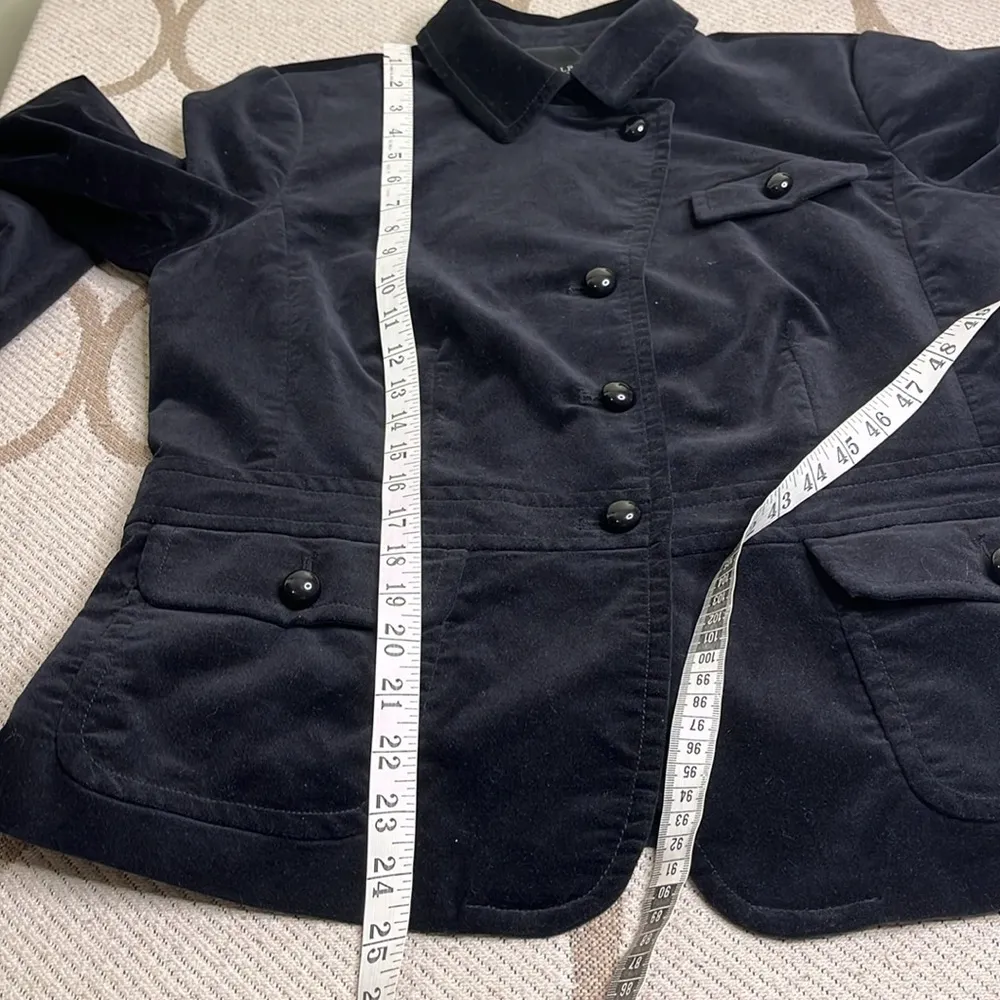 Talbots Velvet Black Ruffle Accent back Long Sleeve bubble buttons Blazer Jacket - Image 10