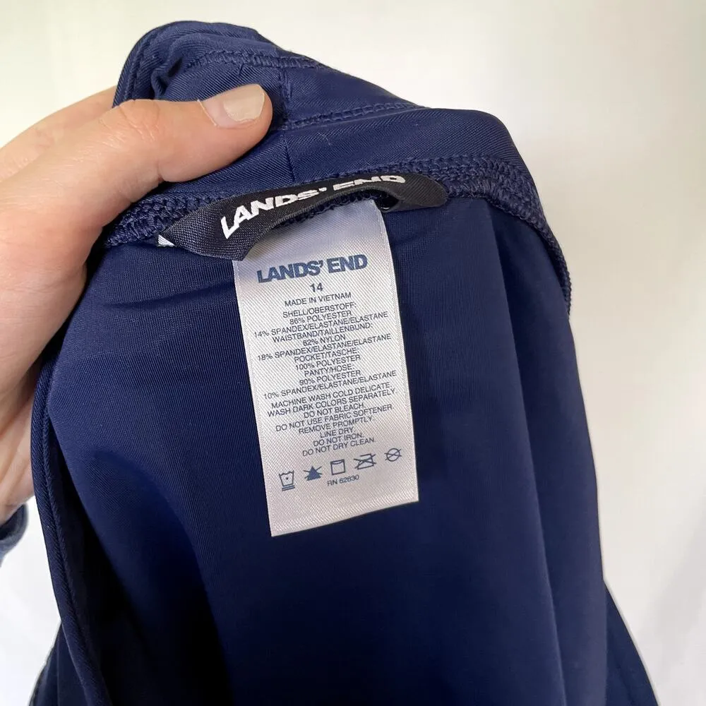 Lands' End navy blue athletic shorts women's size 14 hidden pocket workout pants - Image 4